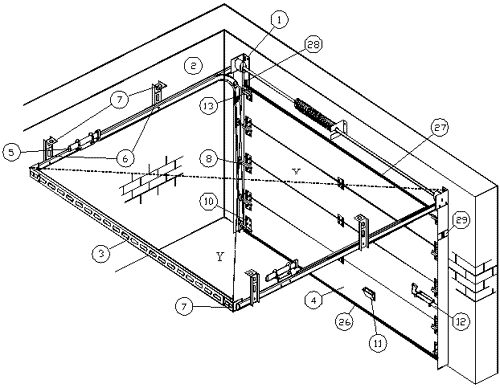 Схема расположения элементов конструкции секционных ворот